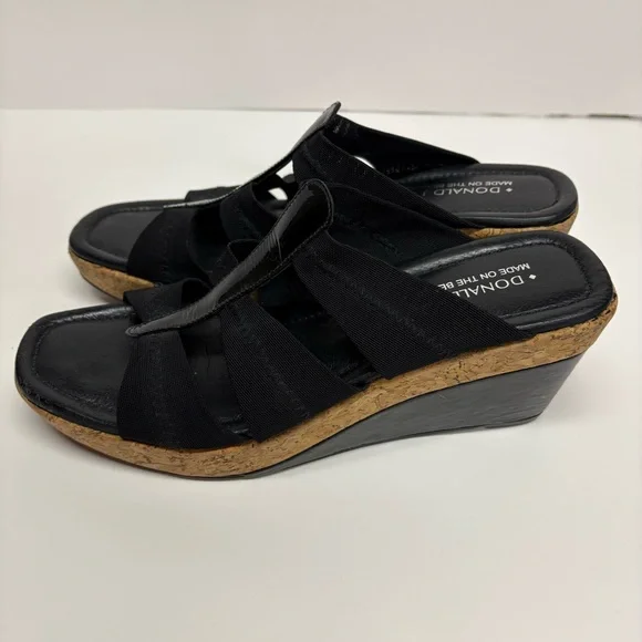 Donald J. Pliner Black Wedge Sandals Clare Cork Platform Size 8.5 - Picture 1 of 10
